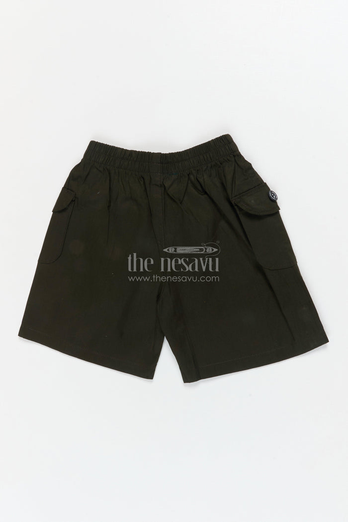 The Nesavu Boys Shorts Boys Easy-wear Cotton Shorts with Elastic Waist and Pocket Detailing Nesavu 16 (1Y) / Green / Cotton BWS072D-16 Nesavu boys cotton shorts with elastic waistband and flap pocket detail – great for everyday adventures