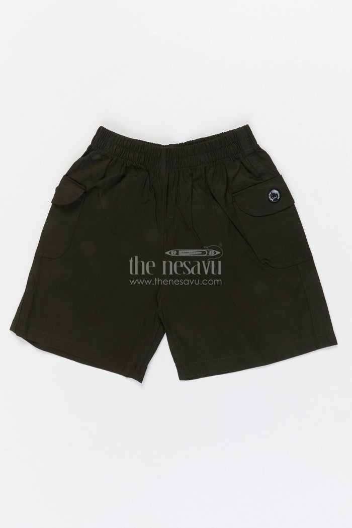 The Nesavu Boys Shorts Boys Easy-wear Cotton Shorts with Elastic Waist and Pocket Detailing Nesavu 16 (1Y) / Green / Cotton BWS072D-16 Nesavu boys cotton shorts with elastic waistband and flap pocket detail – great for everyday adventures