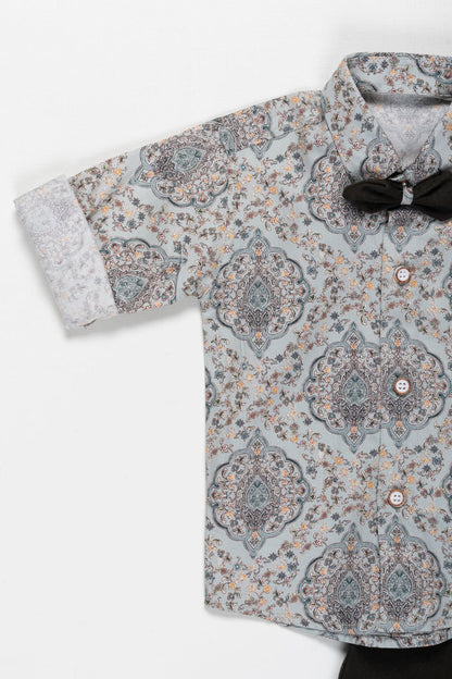 The Nesavu Boys Casual Set Boys Elegant Paisley Shirt with Trousers Set - Ideal for Eid and Ugadi Nesavu Buy Boys Paisley Shirt and Trousers Set | Festive and Casual Wear | The Nesavu