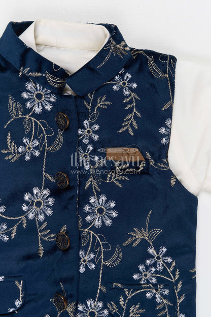 The Nesavu Boys Jacket Sets Boys Embroidered Jacket Set for Weddings and Festive Celebrations Nesavu Nesavu boys cotton cambric embroidered jacket set for weddings family celebrations and festive occasions