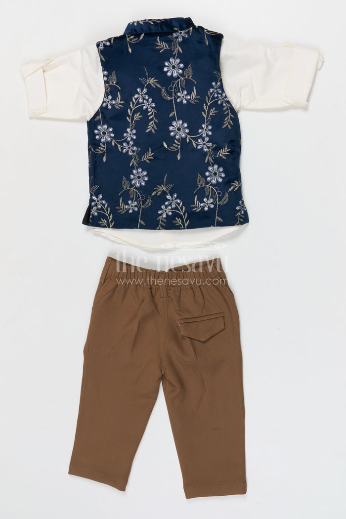The Nesavu Boys Jacket Sets Boys Embroidered Jacket Set for Weddings and Festive Celebrations Nesavu Nesavu boys cotton cambric embroidered jacket set for weddings family celebrations and festive occasions