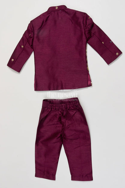 The Nesavu Boys Kurtha Set Boys Embroidered Kurta Set with Bird Motif for Festive Performances and Weddings Nesavu Nesavu boys kurta set embroidered bird motif weddings festive performances