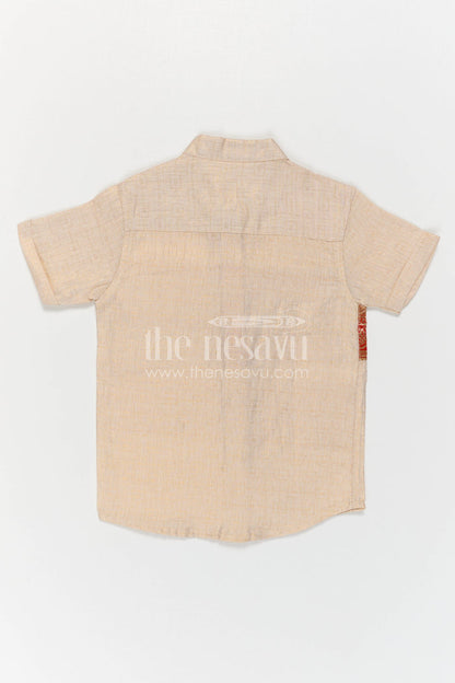 The Nesavu Boys Cotton Shirt Boys Ethnic Cotton Shirt for Pooja Functions and Traditional Styling Nesavu Nesavu Boys Ethnic Cotton Shirt With Baithani Border For Pooja Functions And Festive Wear
