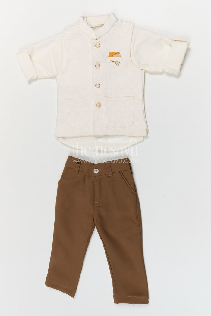 The Nesavu Boys Jacket Sets Boys Ethnic Jacket Set for Weddings and Party Nesavu Nesavu boys ethnic jacket set for weddings and festive occasions with designer embroidery and comfortable fit