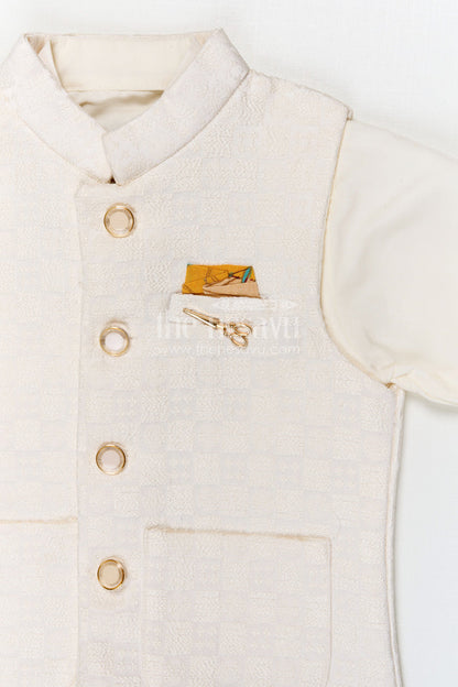 The Nesavu Boys Jacket Sets Boys Ethnic Jacket Set for Weddings and Party Nesavu Nesavu boys ethnic jacket set for weddings and festive occasions with designer embroidery and comfortable fit