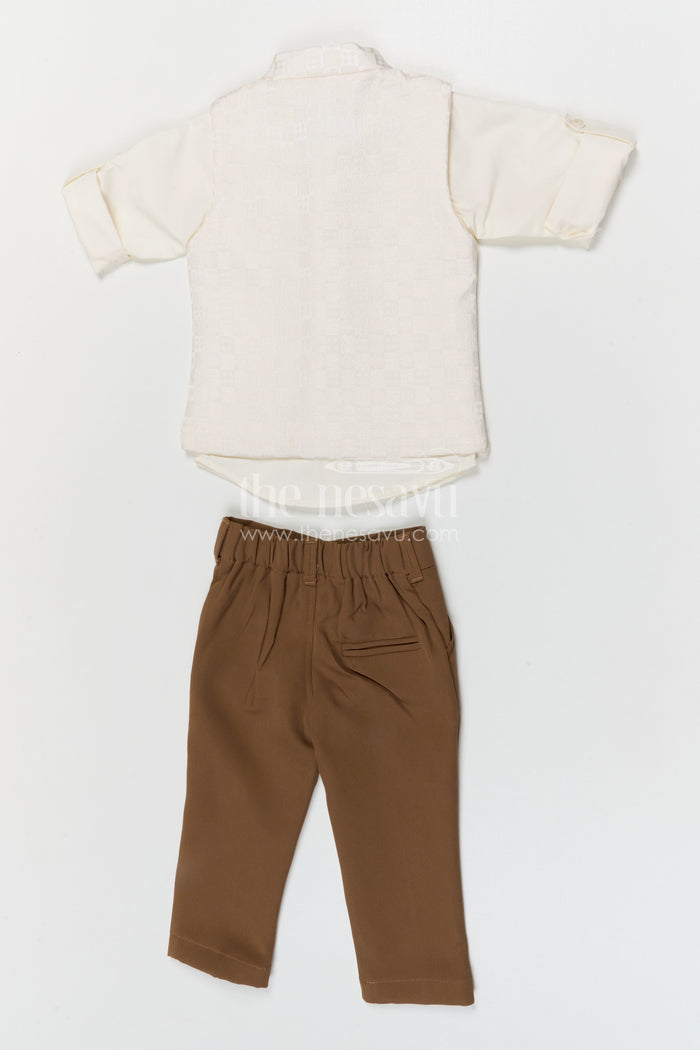 The Nesavu Boys Jacket Sets Boys Ethnic Jacket Set for Weddings and Party Nesavu Nesavu boys ethnic jacket set for weddings and festive occasions with designer embroidery and comfortable fit