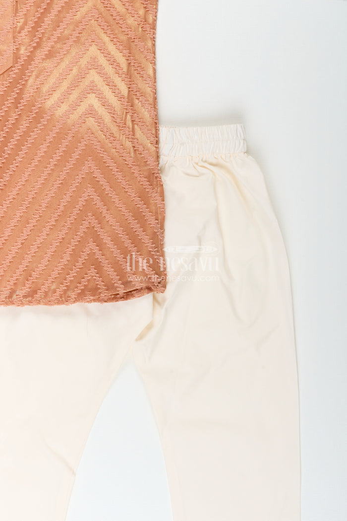 The Nesavu Boys Kurtha Set Boys Ethnic Silk Kurta Set for Festive and Cultural Events Nesavu Nesavu boys silk blend ethnic kurta set churidar festive cultural occasions