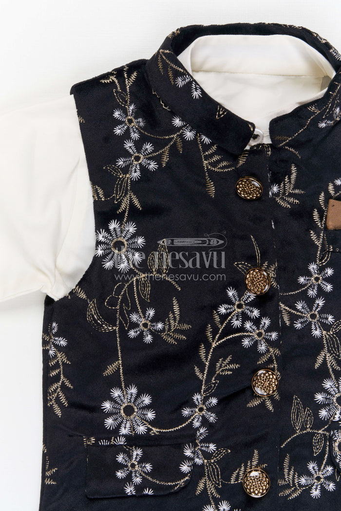 The Nesavu Boys Jacket Sets Boys Festive Jacket Set for Weddings Nesavu Nesavu boys cotton cambric embroidered jacket set for weddings festive celebrations and special events