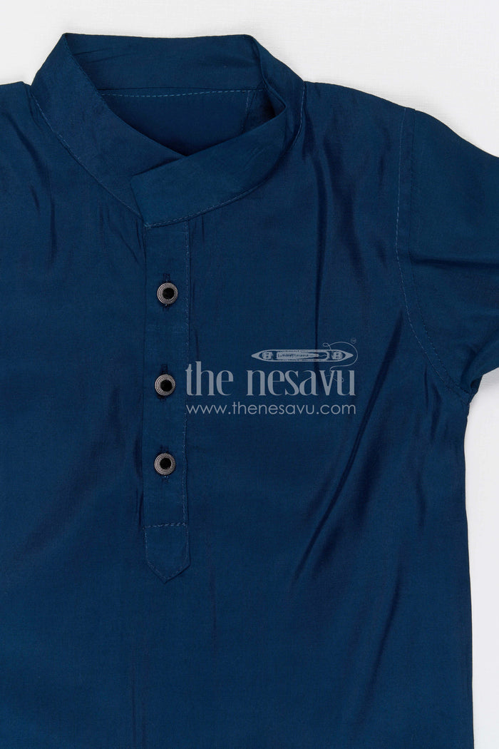 The Nesavu Boys Jacket Sets Boys Festive Kurta Jacket Set for Weddings and Special Occasions Nesavu Nesavu boys silk cotton embroidered kurta jacket set for festive occasions weddings and celebrations