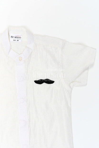 The Nesavu Boys Cotton Shirt Boys Festive Shirt for Celebration Photos Nesavu Nesavu Boys Festive Shirt For Celebration Photos With Lurex Zari Cotton And Moustache Applique