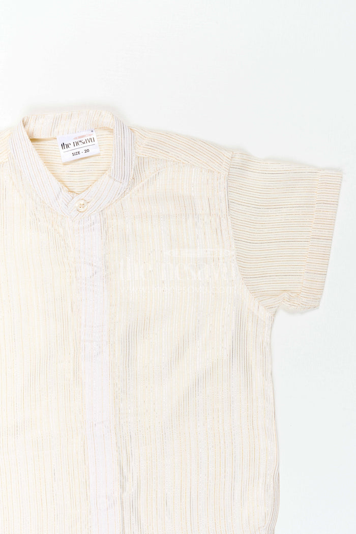 The Nesavu Boys Cotton Shirt Boys Festive Shirt for Family Celebration Wear Nesavu Nesavu Boys Festive Shirt For Family Celebration Wear With Lurex Zari Cotton And Mandarin Collar