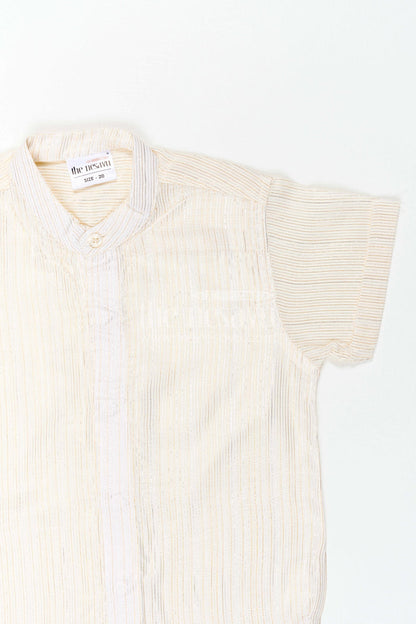 The Nesavu Boys Cotton Shirt Boys Festive Shirt for Family Celebration Wear Nesavu Nesavu Boys Festive Shirt For Family Celebration Wear With Lurex Zari Cotton And Mandarin Collar