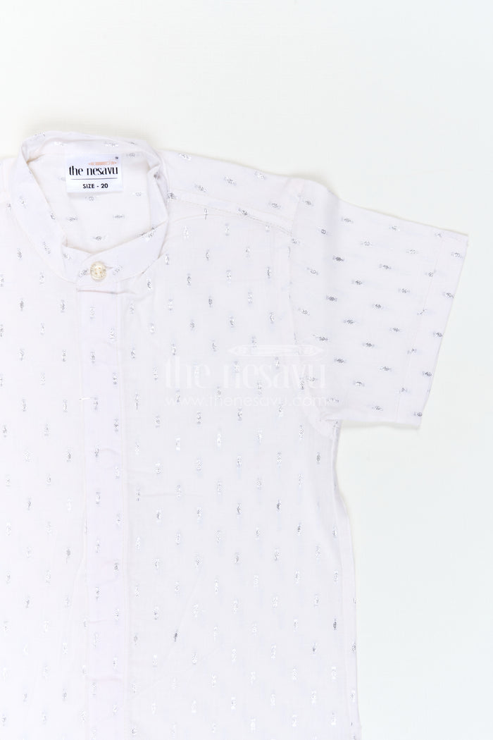 The Nesavu Boys Cotton Shirt Boys Festive Shirt for Family Function Wear Nesavu Nesavu Boys Festive Shirt For Family Function Wear With Cotton Comfort And Mandarin Collar