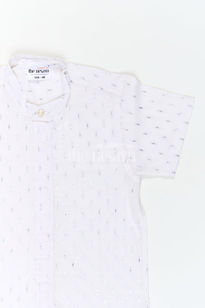 The Nesavu Boys Cotton Shirt Boys Festive Shirt for Family Function Wear Nesavu Nesavu Boys Festive Shirt For Family Function Wear With Cotton Comfort And Mandarin Collar