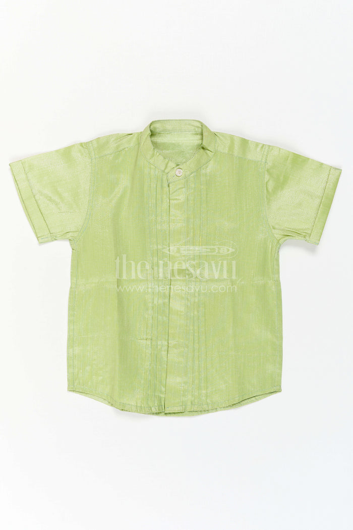 The Nesavu Boys Silk Shirt Boys Festive Silk Shirt for Traditional Celebrations Nesavu Nesavu Boys Tissue Silk Shirt For Traditional Celebrations Weddings And Festive Family Events