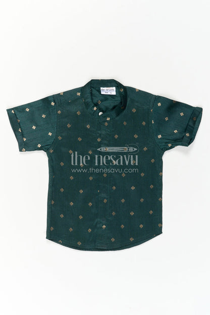 The Nesavu Boys Silk Shirt Boys Festive Silk Shirt for Wedding Receptions and Family Functions Nesavu Nesavu Boys Raw Silk Shirt With Jacquard Butta Design For Weddings And Festive Gatherings