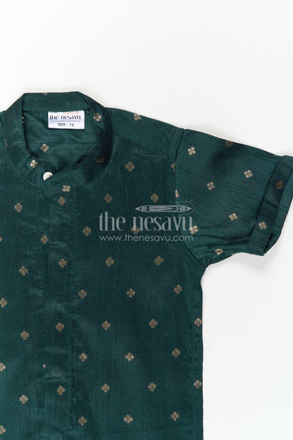 The Nesavu Boys Silk Shirt Boys Festive Silk Shirt for Wedding Receptions and Family Functions Nesavu Nesavu Boys Raw Silk Shirt With Jacquard Butta Design For Weddings And Festive Gatherings