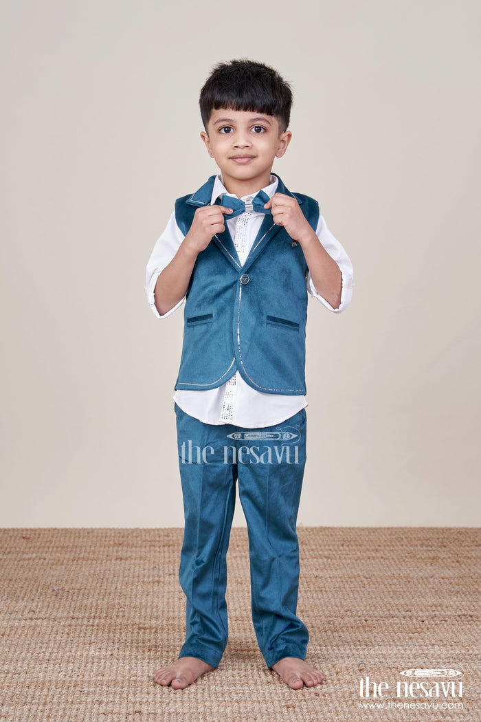 The Nesavu Boys Casual Set Boys Festive Waistcoat Set for Birthday Parties and Special Events Nesavu Nesavu boys festive waistcoat set bowtie birthday parties weddings