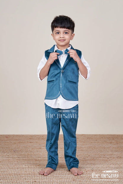 The Nesavu Boys Casual Set Boys Festive Waistcoat Set for Birthday Parties and Special Events Nesavu Nesavu boys festive waistcoat set bowtie birthday parties weddings