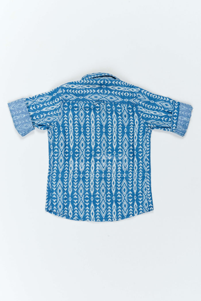The Nesavu Boys Cotton Shirt Boys Geometric Print Shirt for Festive Lunches Travel and Weekend Occasions Nesavu Nesavu Boys Geometric Print Shirt For Festive Lunches Travel Weekend Outings And Smart Casual Occasions
