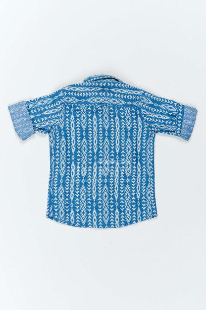 The Nesavu Boys Cotton Shirt Boys Geometric Print Shirt for Festive Lunches Travel and Weekend Occasions Nesavu Nesavu Boys Geometric Print Shirt For Festive Lunches Travel Weekend Outings And Smart Casual Occasions