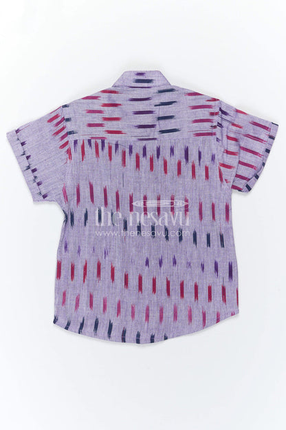 The Nesavu Boys Cotton Shirt Boys Ikkat Cotton Shirt for Festive Outings and Ethnic Wear Nesavu Nesavu Boys Ikkat Cotton Shirt For Festive Outings And Ethnic Wear With Breathable Traditional Fabric