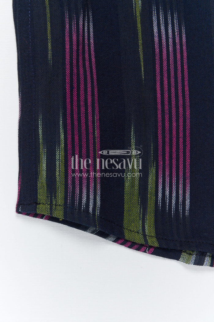 The Nesavu Boys Cotton Shirt Boys Ikkat Cotton Shirt for Traditional Functions and Festive Wear Nesavu Nesavu Boys Ikkat Cotton Shirt For Traditional Functions And Festive Wear With Breathable Fabric