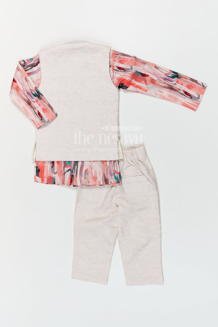 The Nesavu Boys Jacket Sets Boys Jacket Set for Festive Occasions and Birthday Celebrations Nesavu Nesavu boys cotton jacket set with digital print jacket for festive celebrations and weddings