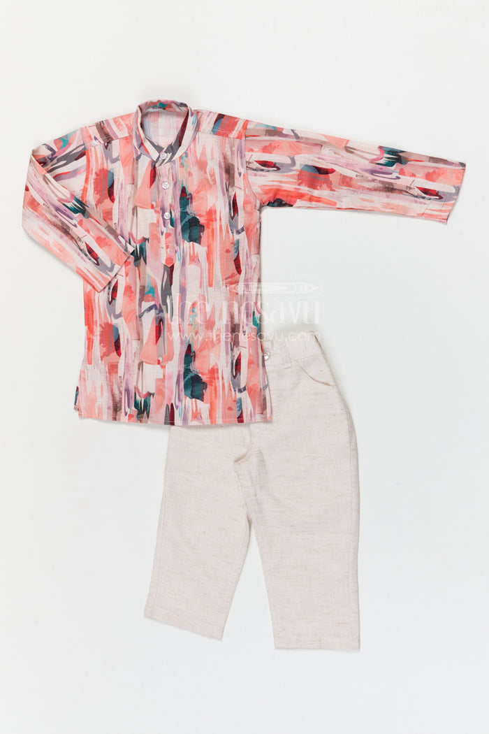 The Nesavu Boys Jacket Sets Boys Jacket Set for Festive Occasions and Birthday Celebrations Nesavu Nesavu boys cotton jacket set with digital print jacket for festive celebrations and weddings