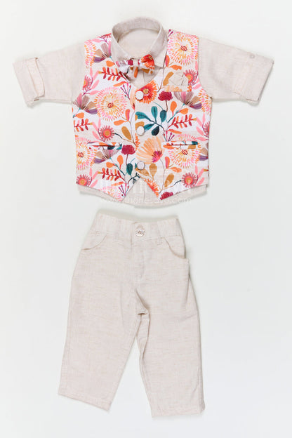 The Nesavu Boys Jacket Sets Boys Jacket Suit for Festive Celebrations and Wedding Occasions Nesavu Nesavu boys cotton jacket suit with digital print jacket for weddings and festive celebrations