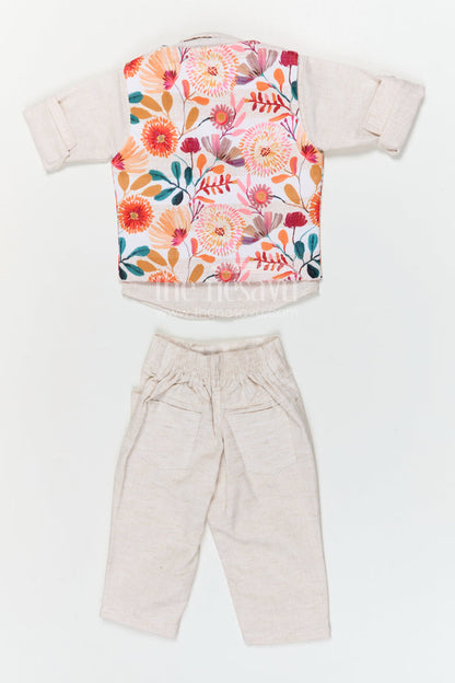 The Nesavu Boys Jacket Sets Boys Jacket Suit for Festive Celebrations and Wedding Occasions Nesavu Nesavu boys cotton jacket suit with digital print jacket for weddings and festive celebrations