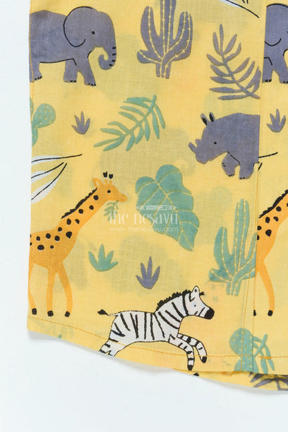 The Nesavu Boys Cotton Shirt Boys Jungle-Themed Cotton Shirt for Summer Outings and Everyday Wear Nesavu Nesavu boys cotton shirt jungle animal print everyday wear outdoor fun