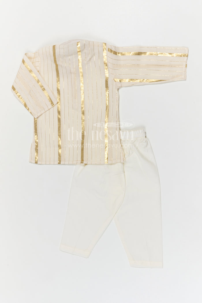 The Nesavu Boys Kurtha Set Boys Kurta Set for Festive Ceremonies and Traditional Celebrations Nesavu Nesavu boys cotton kurta set with lurax zari for festivals temple visits and traditional celebrations
