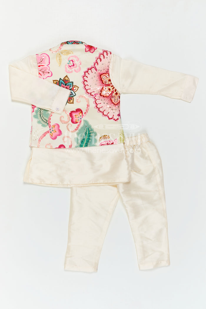 Boys Kurta Set with Jacket for Weddings and Festive Occasions