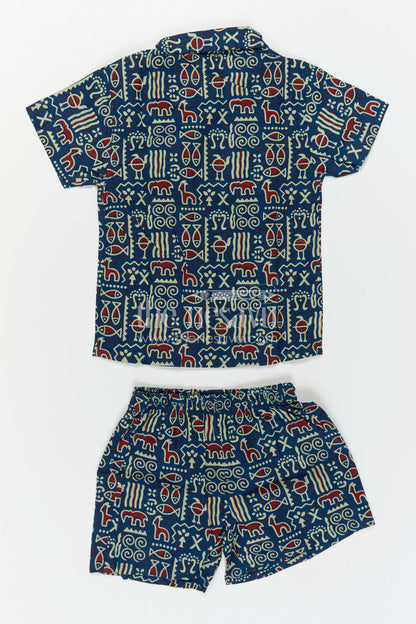 The Nesavu Boys Casual Set Boys Matching Set for Travel and Everyday Comfort Nesavu Nesavu Boys Cotton Matching Set For Travel And Everyday Wear With Digital Print Shirt And Shorts