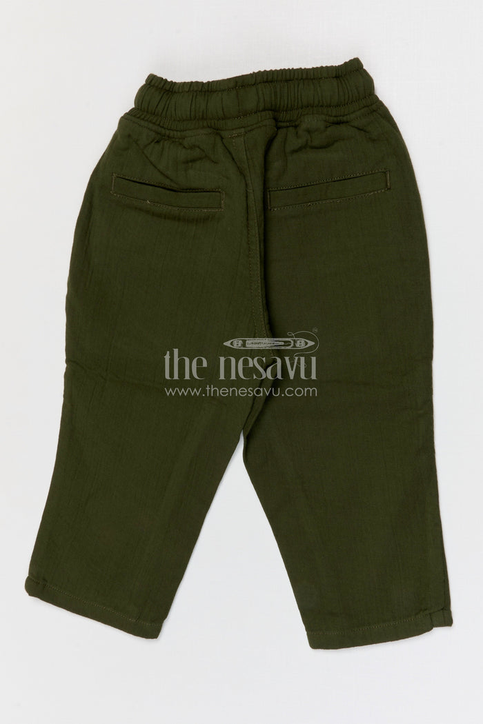 The Nesavu Boys Pant Boys Muslin Cotton Pants for Daily Comfort and Casual Outings Nesavu Nesavu boys muslin cotton pants for everyday wear breathable kids casual drawstring pants