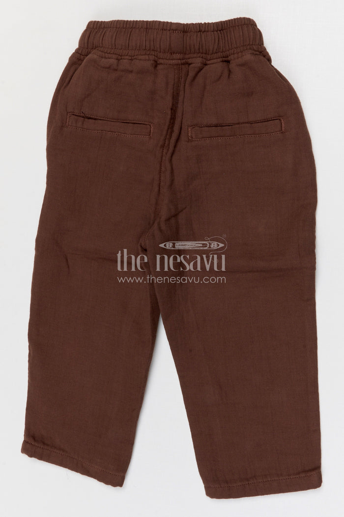 The Nesavu Boys Pant Boys Muslin Cotton Pants for Everyday Comfort and Casual Wear Nesavu Nesavu boys muslin cotton pants for everyday comfort breathable kids casual drawstring pants