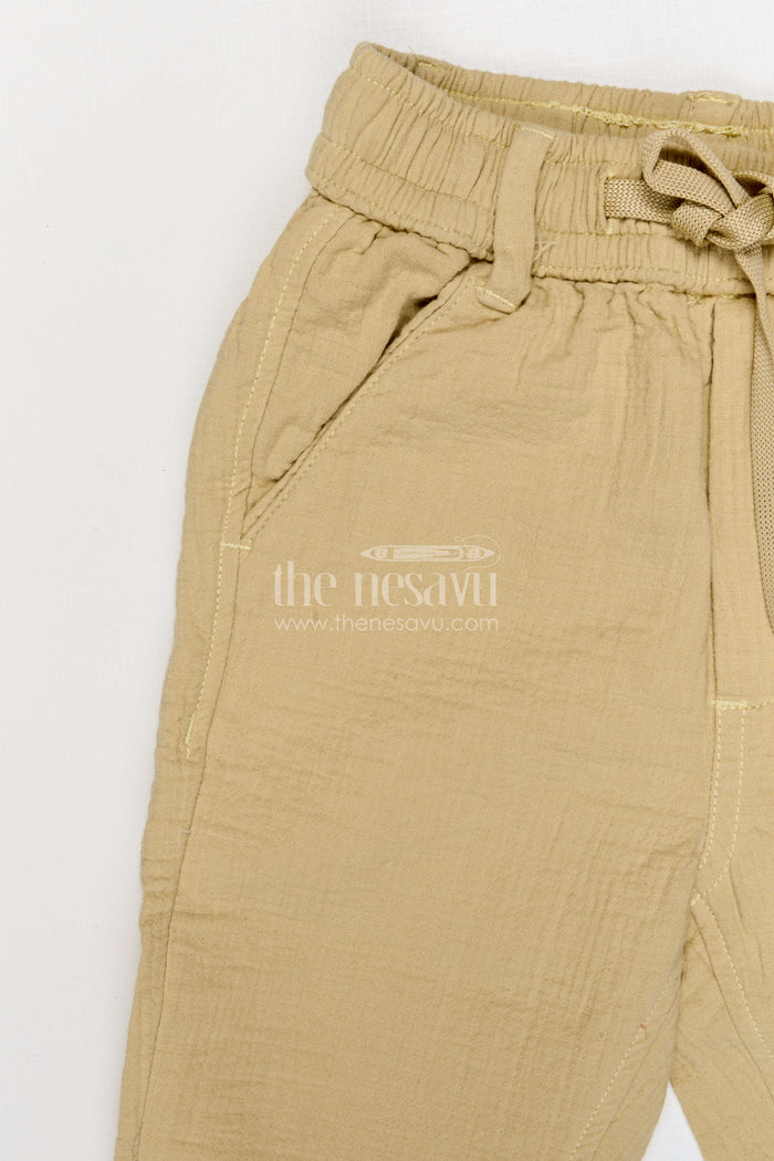 The Nesavu Boys Pant Boys Muslin Cotton Pants for Everyday Movement and Comfort Nesavu Nesavu boys muslin cotton pants for everyday comfort breathable kids drawstring casual pants