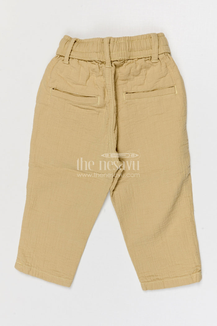 The Nesavu Boys Pant Boys Muslin Cotton Pants for Everyday Movement and Comfort Nesavu Nesavu boys muslin cotton pants for everyday comfort breathable kids drawstring casual pants