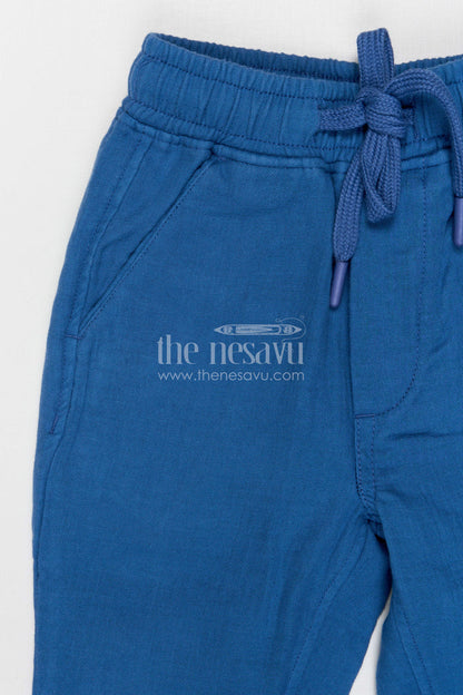 The Nesavu Boys Pant Boys Muslin Cotton Pants for Relaxed Daily Wear and Playtime Nesavu Nesavu boys muslin cotton pants for casual daily wear comfortable breathable kids drawstring pants
