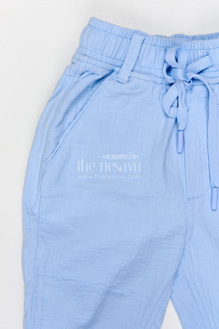 The Nesavu Boys Pant Boys Muslin Cotton Pants for School Routines and Casual Wear Nesavu Nesavu boys muslin cotton pants for school and casual wear breathable kids drawstring pants