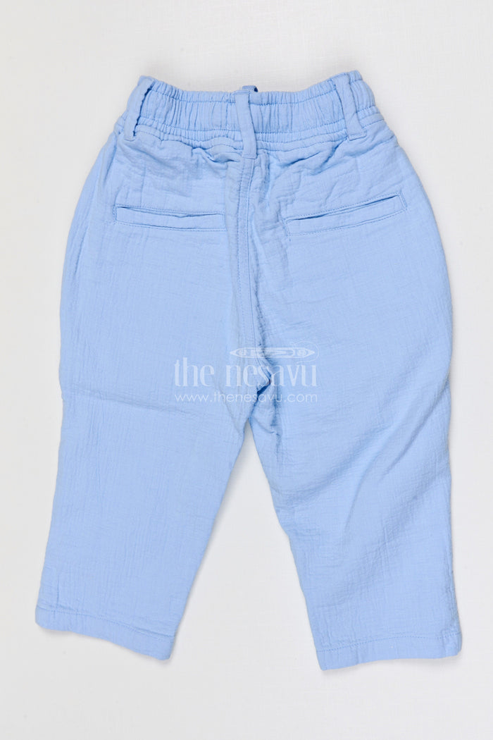 The Nesavu Boys Pant Boys Muslin Cotton Pants for School Routines and Casual Wear Nesavu Nesavu boys muslin cotton pants for school and casual wear breathable kids drawstring pants