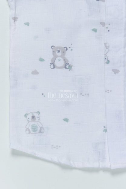 The Nesavu Boys Cotton Shirt Boys Muslin Cotton Shirt with Animal Print for Playdates and Summer Comfort Nesavu Nesavu boys muslin cotton shirt animal print summer play casual wear
