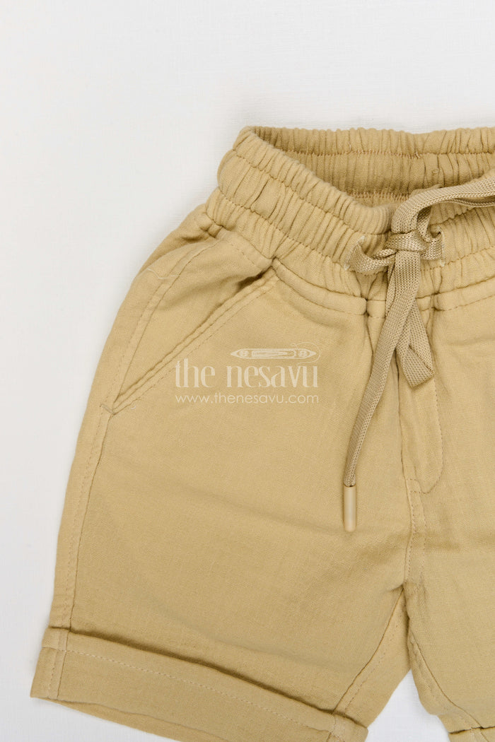 The Nesavu Boys Shorts Boys Muslin Cotton Shorts for Comfortable Summer Playtime Nesavu Nesavu boys muslin cotton shorts for summer play breathable kids drawstring casual shorts