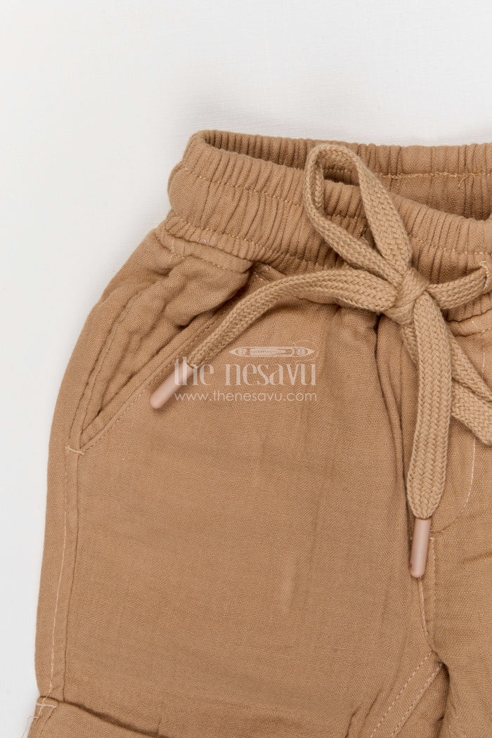 The Nesavu Boys Shorts Boys Muslin Cotton Shorts for Relaxed Daily Wear and Travel Nesavu Nesavu boys muslin cotton shorts for relaxed daily wear breathable kids drawstring shorts