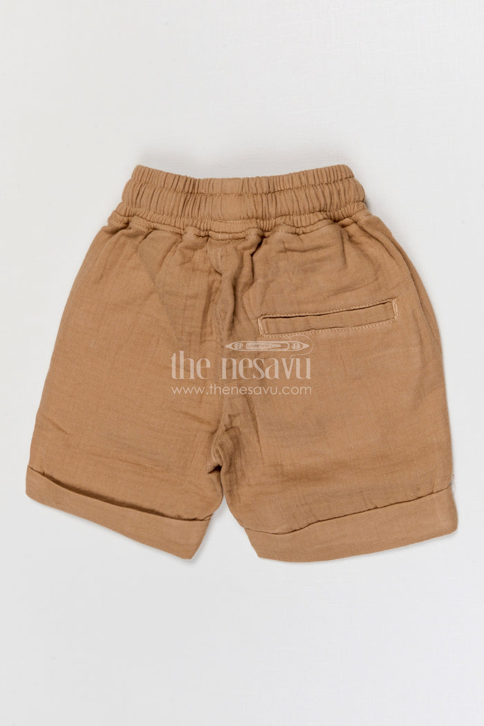The Nesavu Boys Shorts Boys Muslin Cotton Shorts for Relaxed Daily Wear and Travel Nesavu Nesavu boys muslin cotton shorts for relaxed daily wear breathable kids drawstring shorts