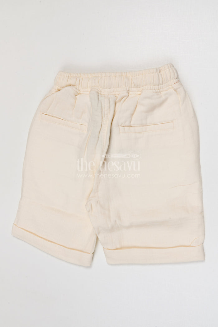 The Nesavu Boys Shorts Boys Muslin Cotton Shorts for Summer Outings and Daily Play Nesavu Nesavu boys muslin cotton shorts for summer outings breathable kids drawstring casual shorts