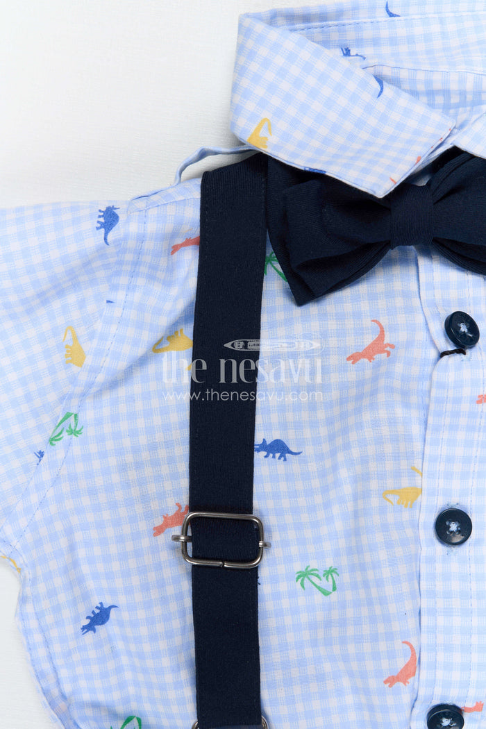 The Nesavu Boys Casual Set Boys Party Outfit with Suspenders for Birthdays and Photoshoots Nesavu Nesavu Boys Party Outfit With Suspenders And Bow Tie For Birthdays And Photoshoots In Soft Cotton Comfort