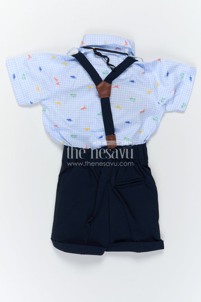 The Nesavu Boys Casual Set Boys Party Outfit with Suspenders for Birthdays and Photoshoots Nesavu Nesavu Boys Party Outfit With Suspenders And Bow Tie For Birthdays And Photoshoots In Soft Cotton Comfort