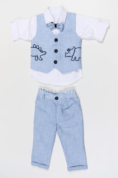 The Nesavu Boys Jacket Sets Boys Party Wear Jacket Set for Birthdays and Celebrations Nesavu 16 (1Y) / Blue / Cotton BCS568A-16 Nesavu boys cotton embroidered jacket set for birthday parties celebrations and special occasions
